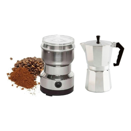 Cafetera Italiana 6 Tazas Cafetera + Molinillo Electrico