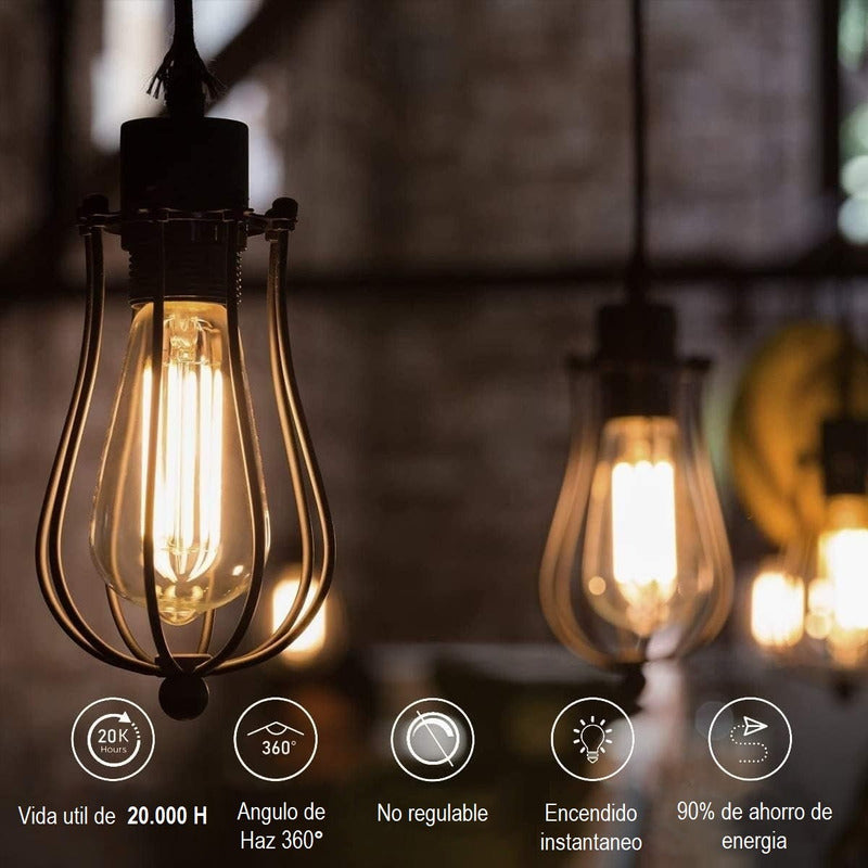 Pack X5 Ampolletas Vintage E27 Edison Filamento 4w Luz Calid