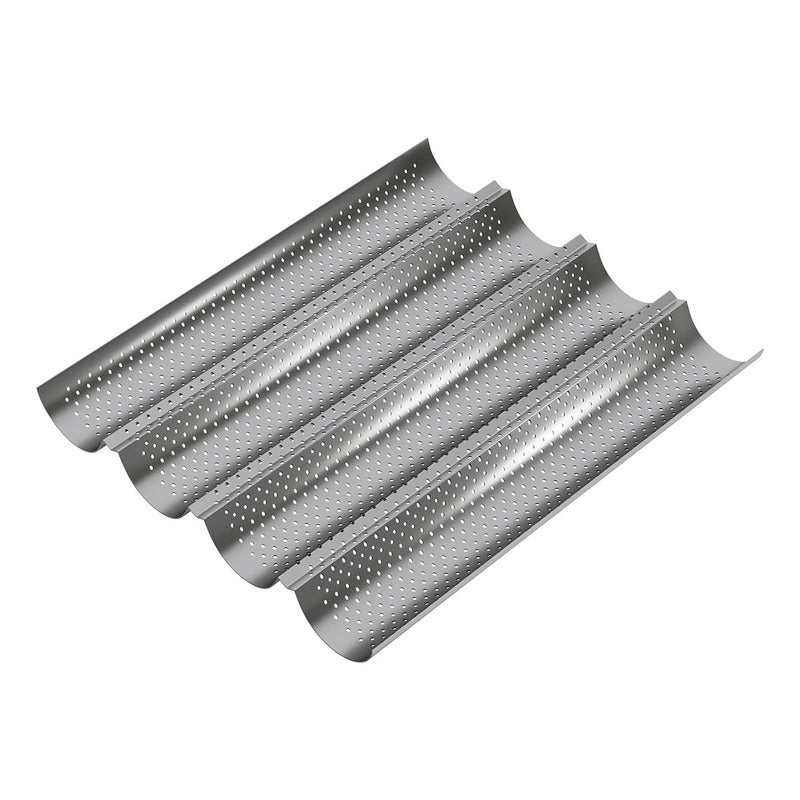 Molde Perforado Antiadherente 4 Pan Francés Baguette Baguete Arcashopping Molde Perforado Metalico Antiadherente Para Pan Francés Pan Baguette