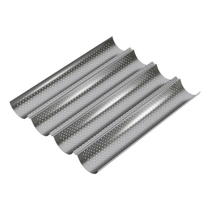 Molde Perforado Antiadherente 4 Pan Francés Baguette Baguete Arcashopping Molde Perforado Metalico Antiadherente Para Pan Francés Pan Baguette