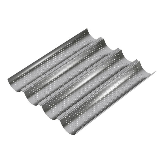Molde Perforado Antiadherente 4 Pan Francés Baguette Baguete Arcashopping Molde Perforado Metalico Antiadherente Para Pan Francés Pan Baguette