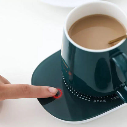 Pack X2 Taza Con Calentador Tazon Tazas De Cafe Temperadas