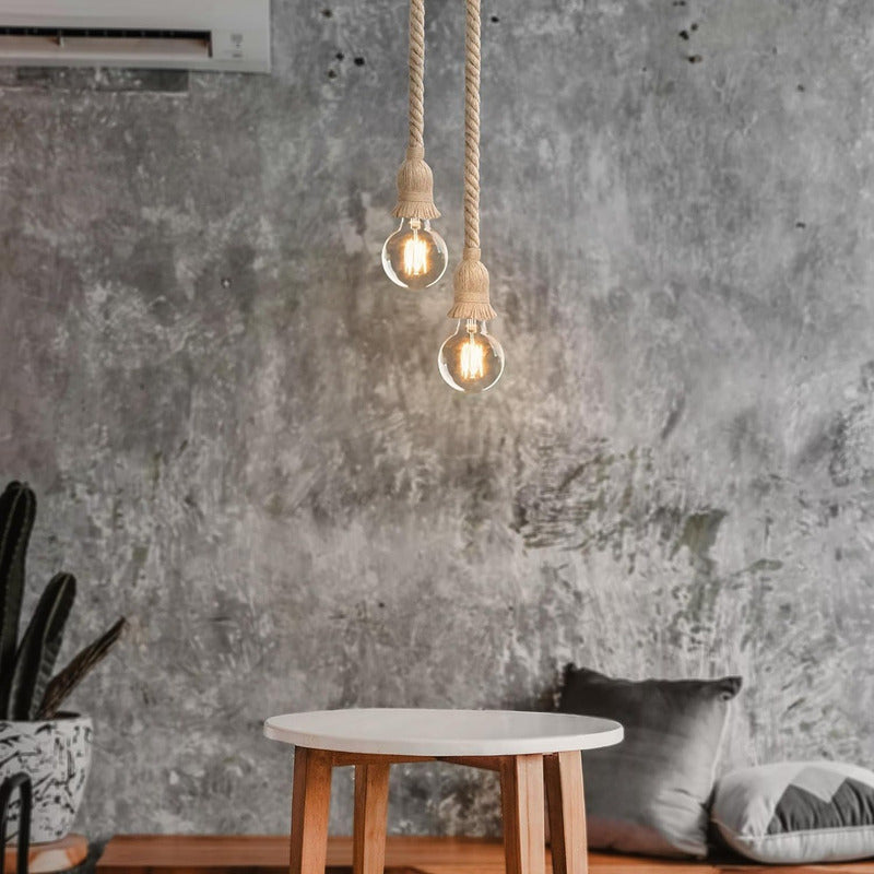 Lampara Soquete Cuerda Marina Vintage Decoracion E27 Doble