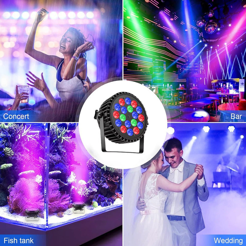 Luces De Fiesta Led Rgb Con Control 18 Led Luz Led