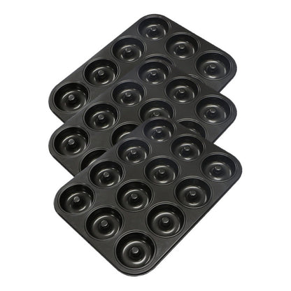 Pack X3 Molde Queques Antiadherente 12 Rosquillas Tortas