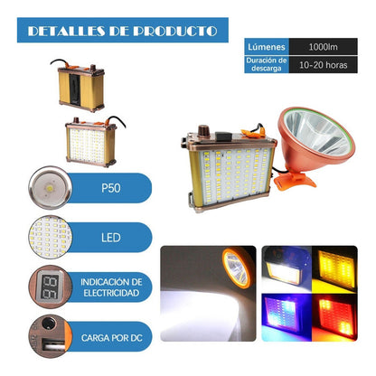 Foco De Caza Linterna Minera Recargable Camping Lampara 300w