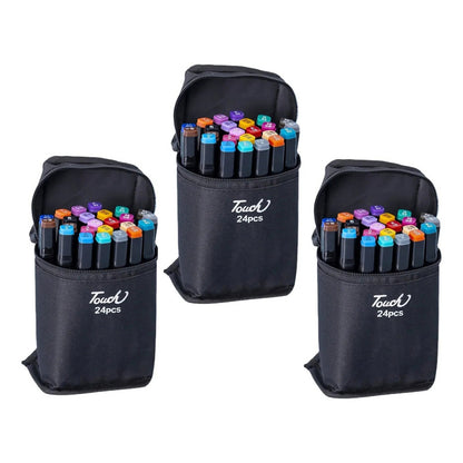 Pack X3 Set Estuches Plumones Marcadores Doble Punta 24 Rotu