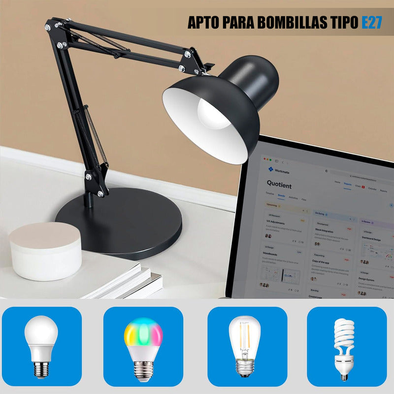 Lampara De Escritorio Lampara Velador Lamparas De Mesa E27 Arcashopping Lampara Velador Dormitorio Lampara Para Libros Lampara Led Escritorio