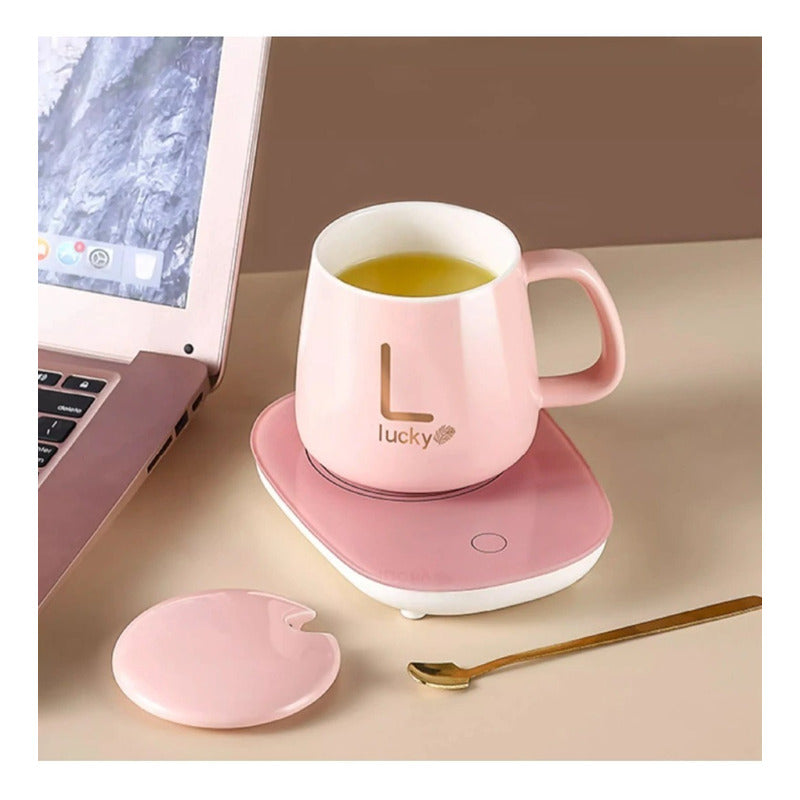 Pack X4 Taza De Café Con Calentador Eléctrico Juego De Tazas