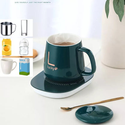 Pack X2 Taza Con Calentador Tazon Tazas De Cafe Temperadas