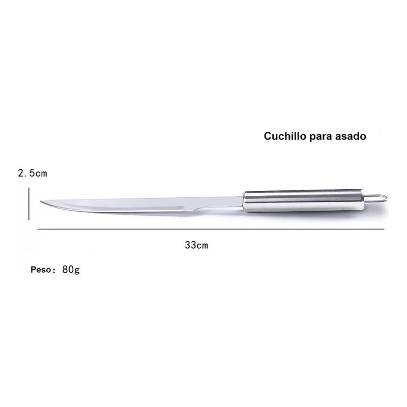 Kit Parrillero 9 Piezas Acero Inoxidable Herramientas Asado