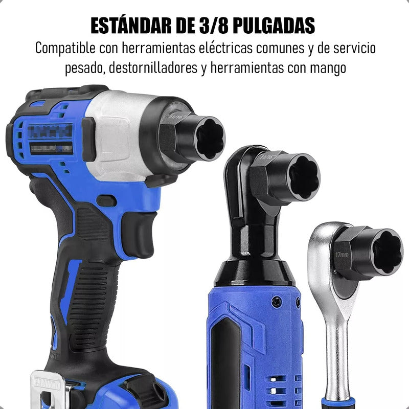 Set Herramientas Para Sacar Pernos Azul Extractor De Pernos Extractor De Tuercas Azul Arcashopping Dados De Extraccion Acero Al Carbono Set Dados Extractores Pernos Y Tuercas 13 Pcs 1/4 A 19mm