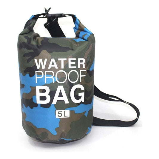 Bolso Seco Impermeable Mochila Camping 5 Litros Waterproof Color Camuflaje-azul Claro Diseño De La Tela Liso