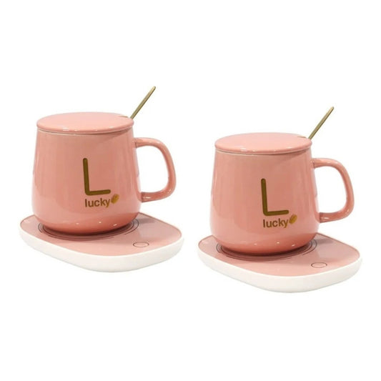 Pack X2 Taza Con Calentador Tazon Tazas De Cafe Temperadas