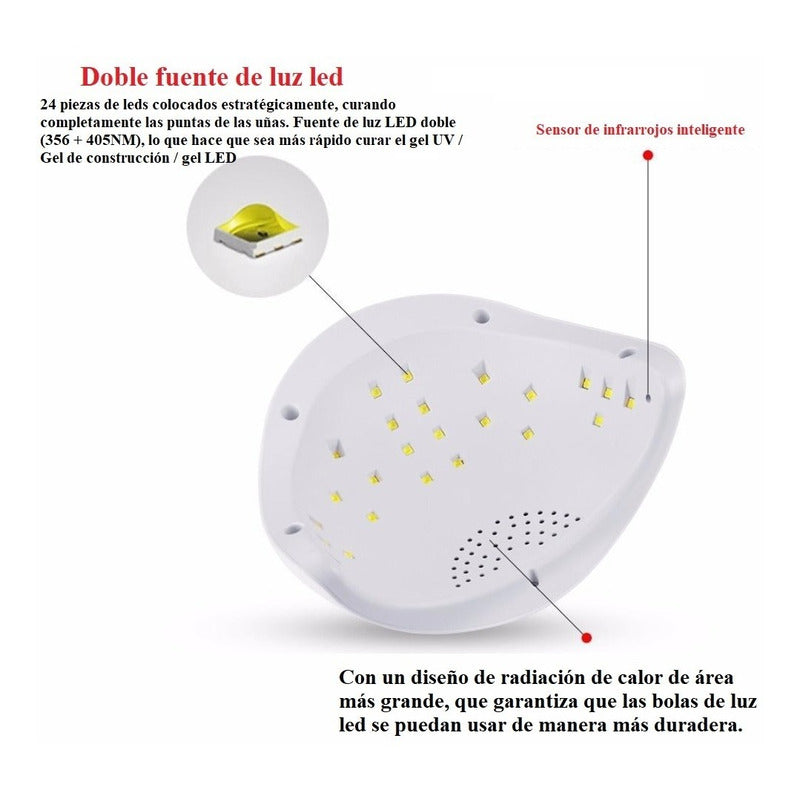 Lampara Led Uñas Secador De Uñas Esmalte Permanente 48w Sun5
