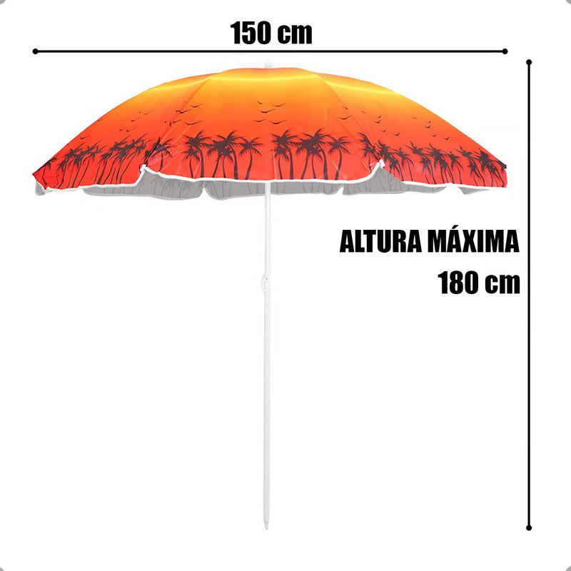 Sombrilla Paraguas Quita Sol Para La Playa 150cm Multicolor