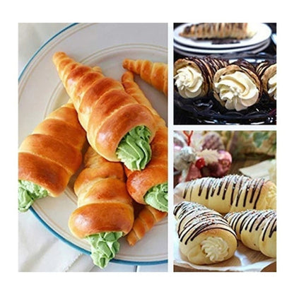 Pack X36 Molde Para Cannoli Metalico Croissant Cono Reposter