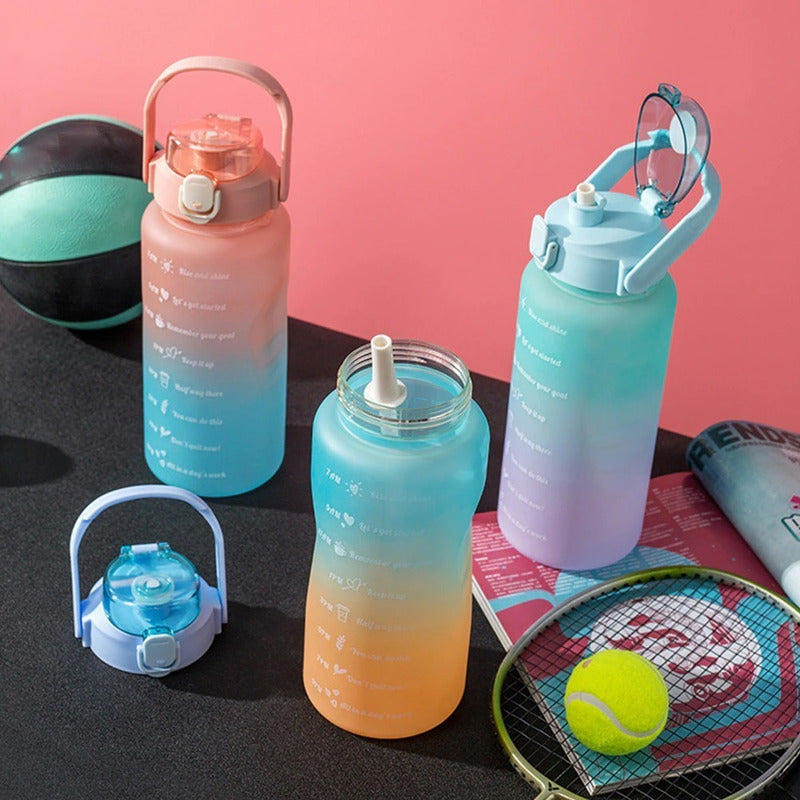 Pack X2 Botellas De Agua Deportiva 2l Y 1l Botella Portátil