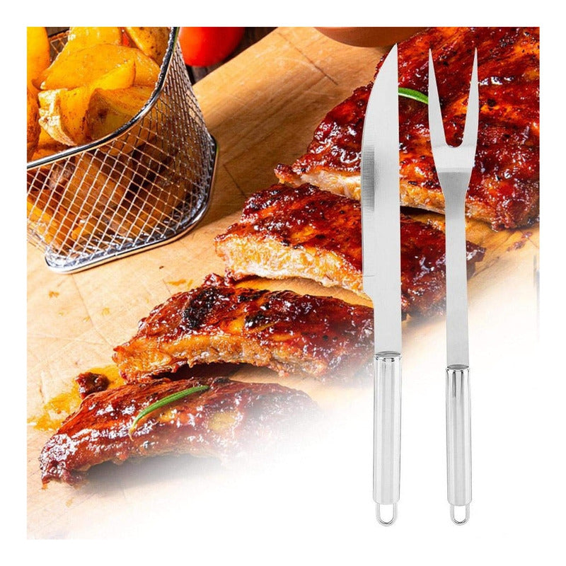 Kit Parrillero 9 Piezas Acero Inoxidable Herramientas Asado