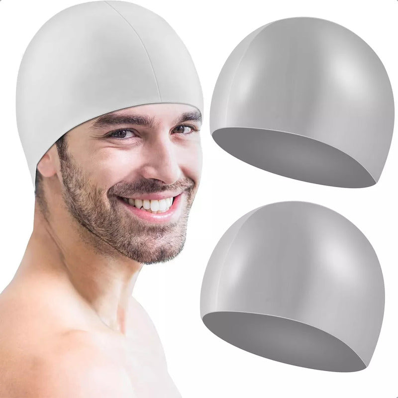 Pack 2 Gorros Natación Silicona Arcashopping Gris Adulto Impermeables