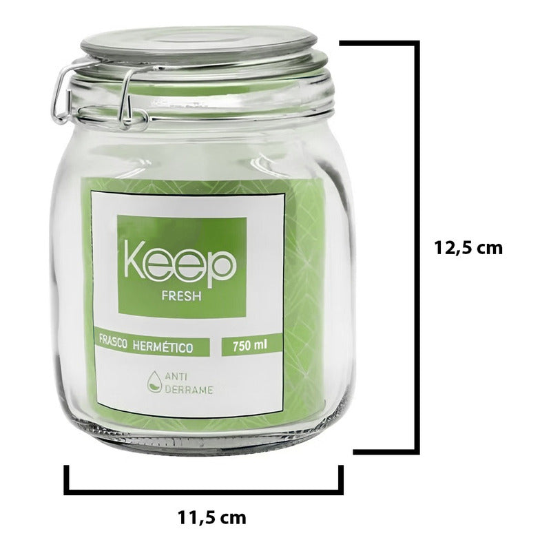 Frasco Hermético 750 Ml Contenedor Vidrio Keep