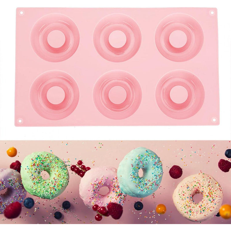 Molde Silicona 6 Rosquillas Moldes Reposteria Donas Donuts