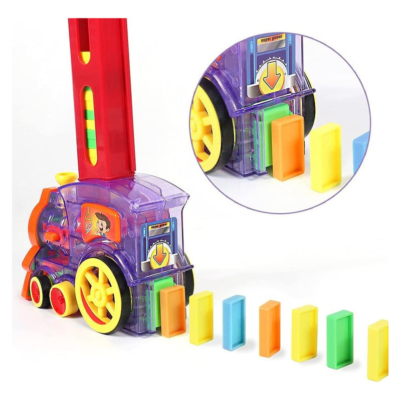 Tren Domino De Juguete Tren Automático Juego Didáctico Color
