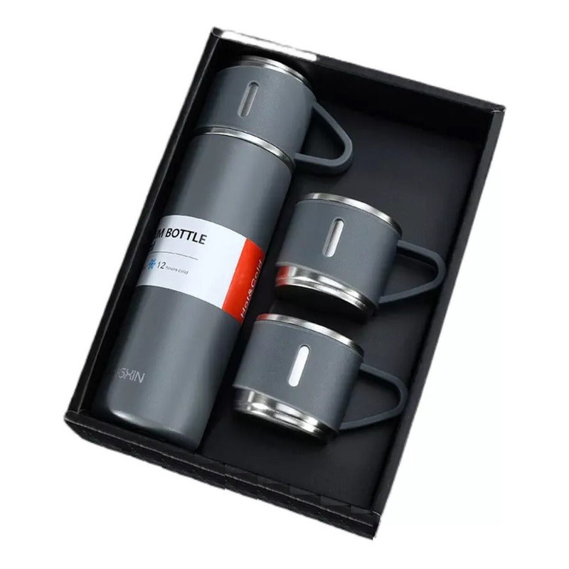 Set Termos Para Agua Caliente Termo Cafe + 3 Tazas 500 Ml