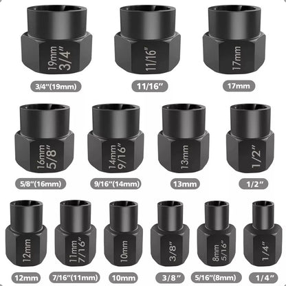 Set Herramientas Para Sacar Pernos Azul Extractor De Pernos Extractor De Tuercas Azul Arcashopping Dados De Extraccion Acero Al Carbono Set Dados Extractores Pernos Y Tuercas 13 Pcs 1/4 A 19mm