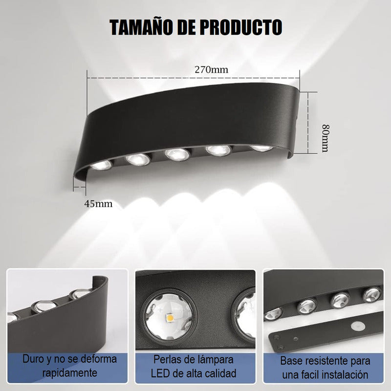 Pack X2 Lampara Led Focos Exterior Pared 10w Luz Fria 6000k