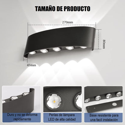Pack X2 Lampara Led Focos Exterior Pared 10w Luz Fria 6000k