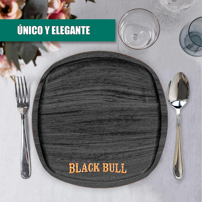 Plato De Madera Bamboo Plato Negro Plato De Madera 25cm Bandeja De Madera De Bambu Arcashopping Plastos De Madera Plastos Negros Platos Decorativos Plato Para Picoteo Black Bull