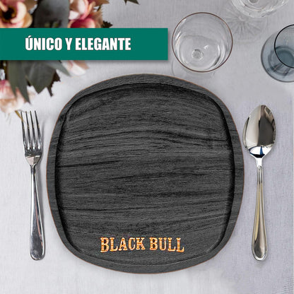 Plato De Madera Bamboo Plato Negro Plato De Madera 25cm Bandeja De Madera De Bambu Arcashopping Plastos De Madera Plastos Negros Platos Decorativos Plato Para Picoteo Black Bull