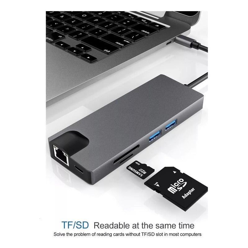 Multi Puerto Usb Hub Tipo C Adapta Usb Ethernet Hdmi Sd Vga