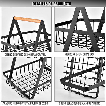 Cesto De Frutas Metalico Frutero De Mesa Cesto De Frutas 2 Niveles Arcashopping Cesta De Frutas Portátil Organizador De Cocina Cesta Rectangular De Metal Organizador De Frutas Cocina
