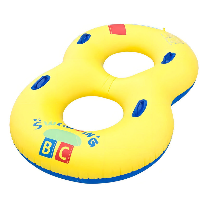 Flotador Inflable Doble Para Piscina Flotadores 2 Personas Color Amarillo