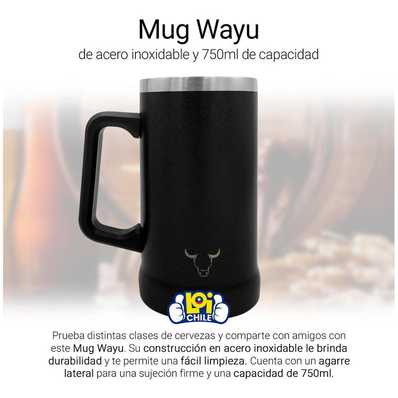 Wayu Beer Mug Stainless Steel 750ml Color Negro