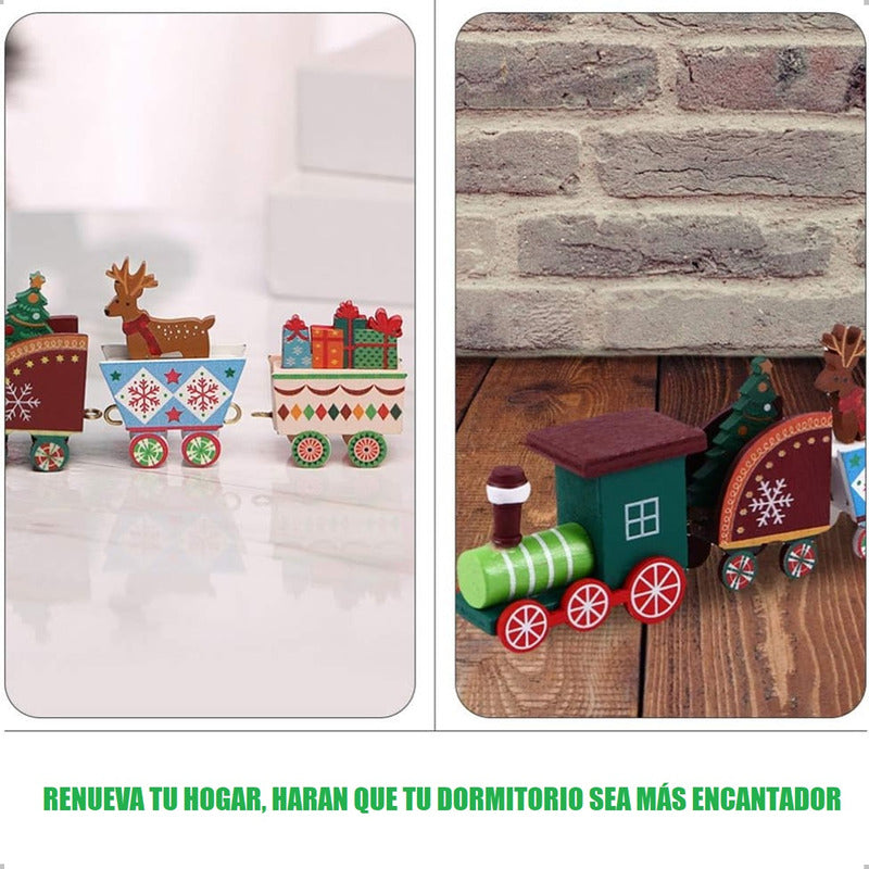 Tren Madera Adornos Navideños Decoración Hogar Navidad Regal