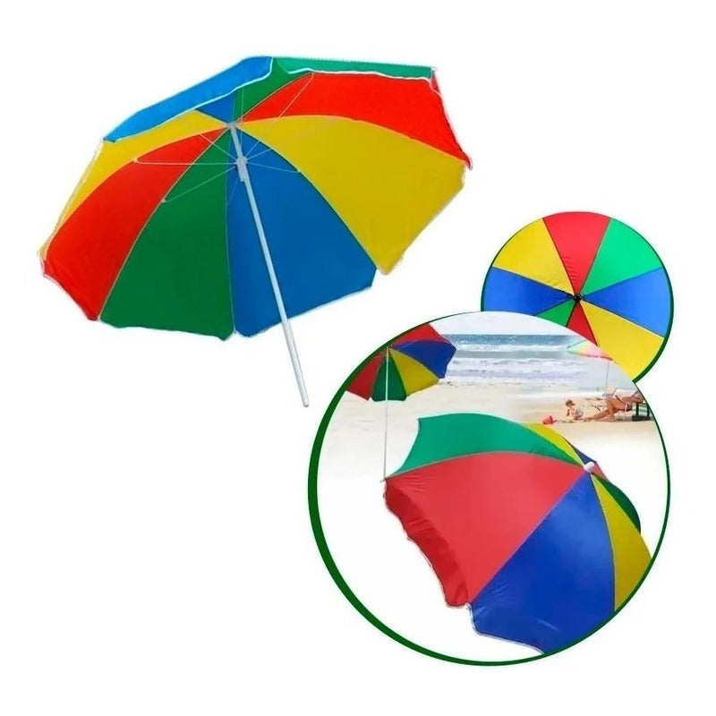 Sombrilla Paraguas Quita Sol Para La Playa 150cm Multicolor