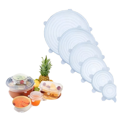 Set 6 Tapas De Silicona Adaptable Para Alimentos Reutilizabl