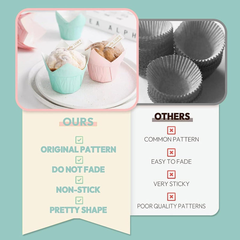 Pack 24 Capsulas De Papel Para Muffins Tulipán Molde Cupcake