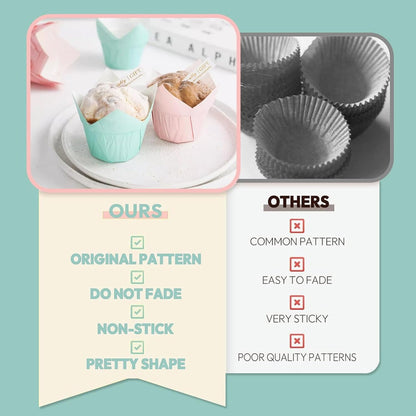 Pack 24 Capsulas De Papel Para Muffins Tulipán Molde Cupcake