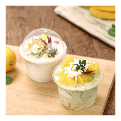 Pack 50 Envases De Plástico Desechables Con Tapa Vaso Postre