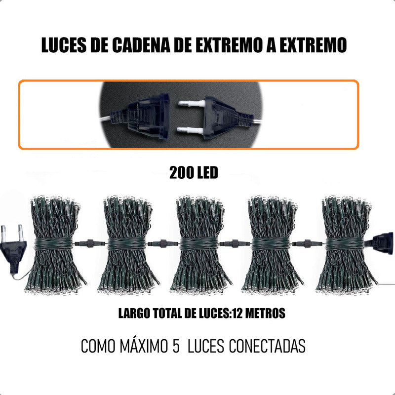 Luces Navidad Guirnalda 200 Led Cadena Luces Led Navidad 12 Metros Cálida Arcashoping Luces En Cadena Led Cálida Luces Navideñas Luces Navideñas Exterior Cálida
