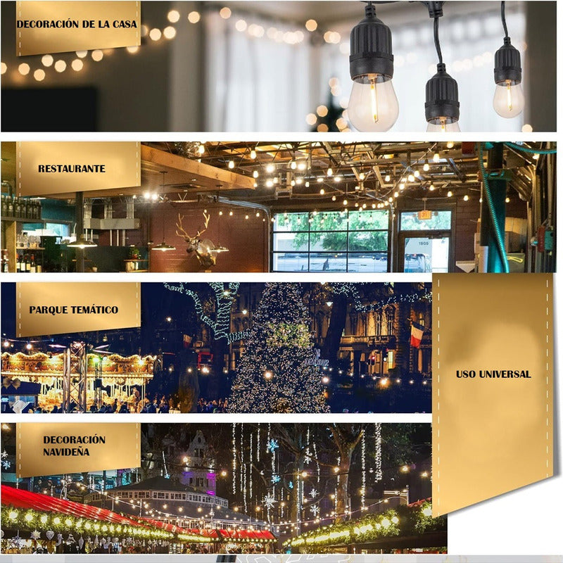 Guirnaldas De Luces Para Terraza Soquete Cadena Luces 5 Mtrs