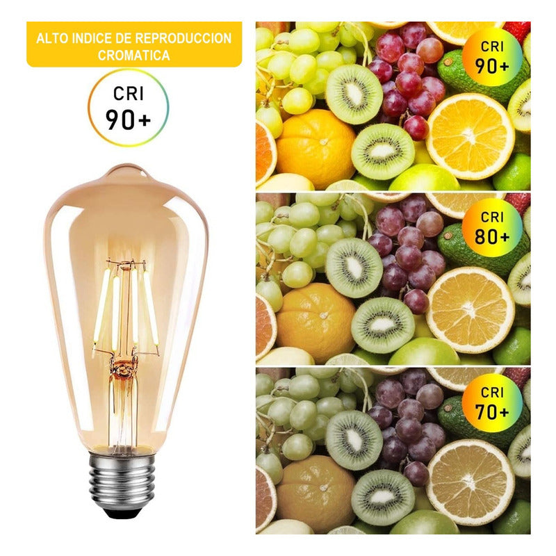 Pack X5 Ampolletas Vintage E27 Edison Filamento 4w Luz Calid