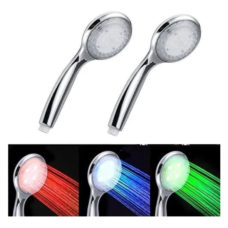 Pack X2 Ducha Telefono Duchas Led Cabezal Multicolor Mango