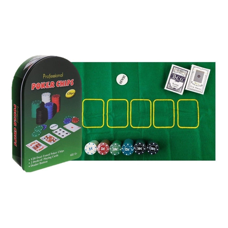 Set Poker Juego De Mesa 120 Fichas Naipes Fichas Poker Juego