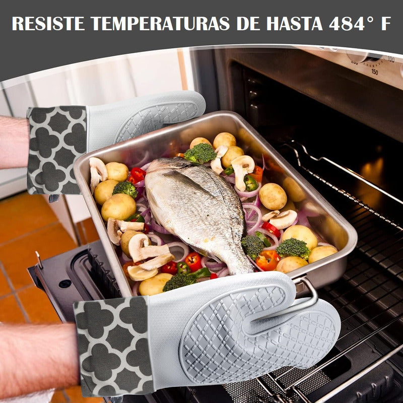 Pack X2 Guantes Para Horno Toma Ollas Guantes Silicona Cocin