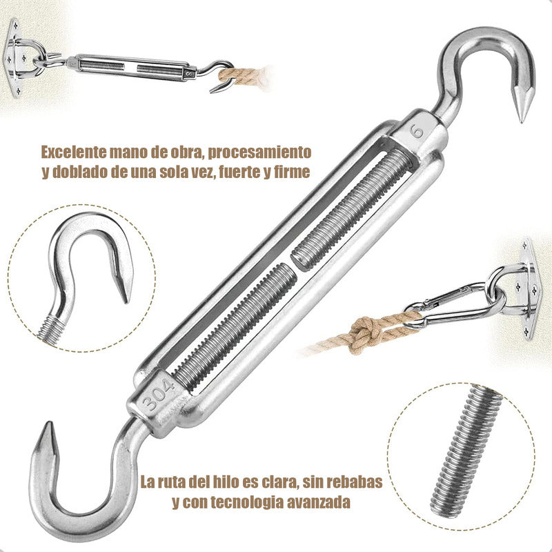 Pack X2 Tensores De Cuerda Alambre Tensor Gancho Para Toldos